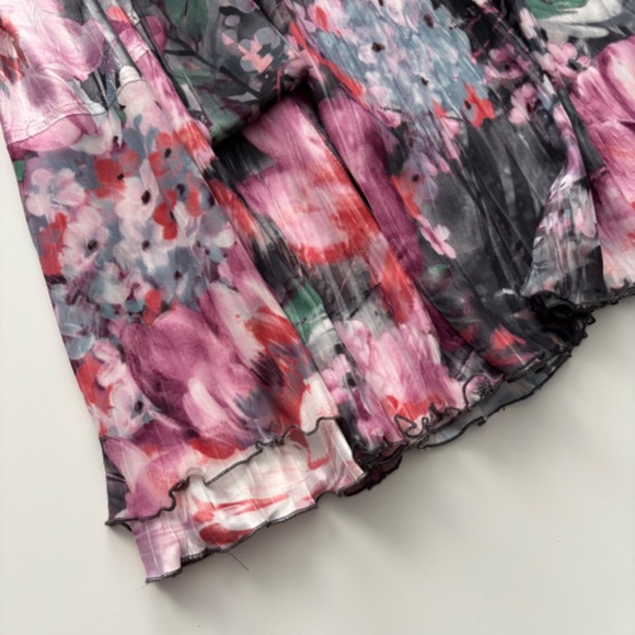 Komarov Nwt Pink Annami Floral Belted Ruffled V Neck Dress Large L - Picture 5 of 8